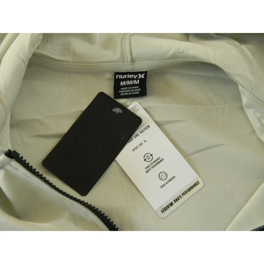 Hurley Exist Icon Extreme Zip Up Hoodie in Bone Scuba Pockets Beach NWT - Picture 3 of 4